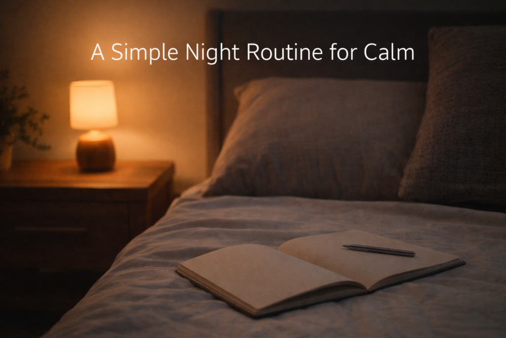 a peaceful night routine setup