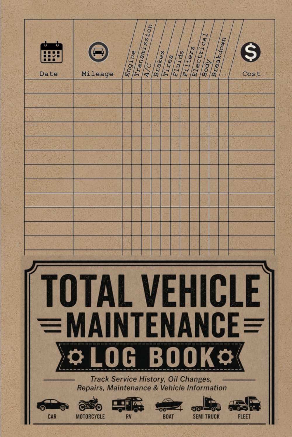 Total Vehicle Maintenance Log Book